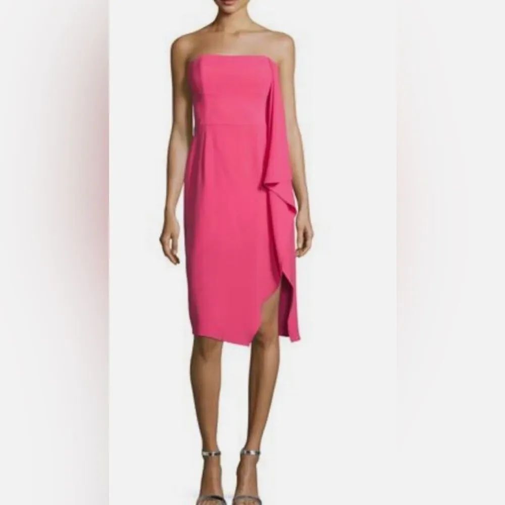 Halston Heritage Pink Asymmetrical Dress strapless size 8